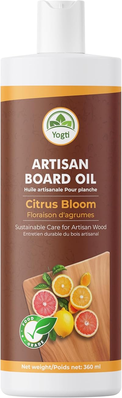 Artisan Cutting Board Oil, Citrus Bloom, 360ml โ Food Grade Oil with Natural Citrus Scent โ Conditions & Protects Wood & Bamboo โ For Butcher Blocks, Boards, Utensils - Citrus Bloom - 360ml