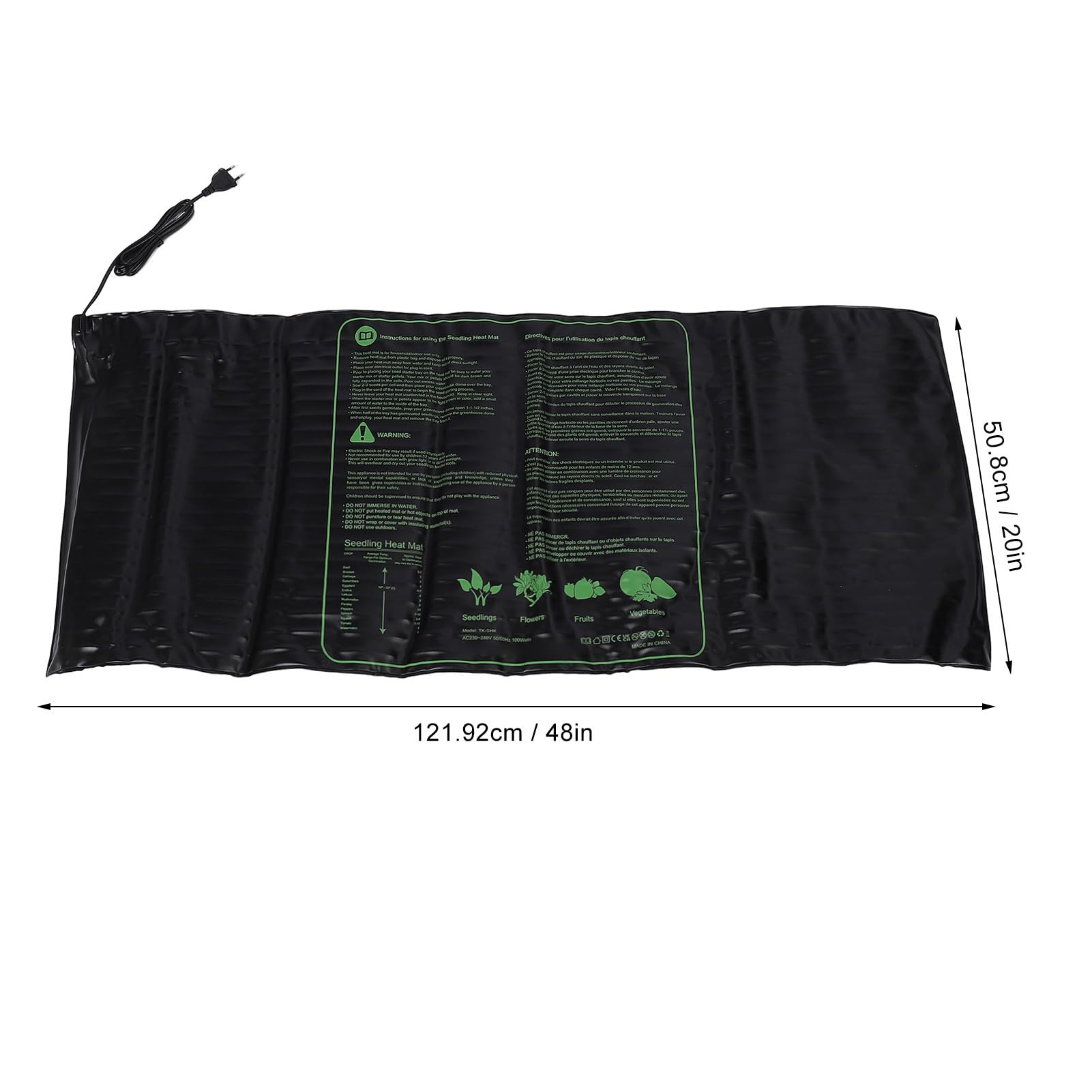 Brrnoo Mata Grzewcza do Sadzonek Wodoodporna Stacja do Kiełkowania Roślin Podkładka Grzewcza Użytku w Pomieszczeniach Zamkniętych 48x20 Cali z Materiałem PU Stała Temperatura 40-45 ℃