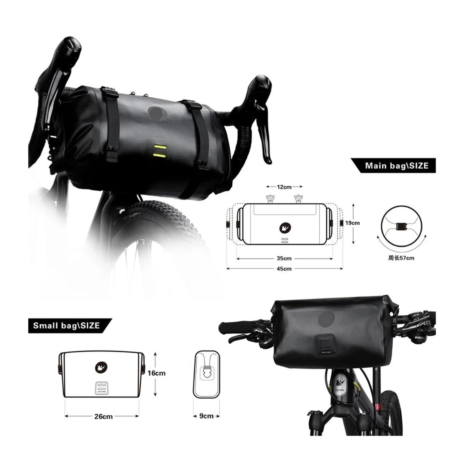 Borsa for manubrio bici impermeabile multifunzionale da 1 pz 12 litri | Conserva l'attrezzatura for le gite in MTB e in bici da strada.(Only Main Bag 8L-1)