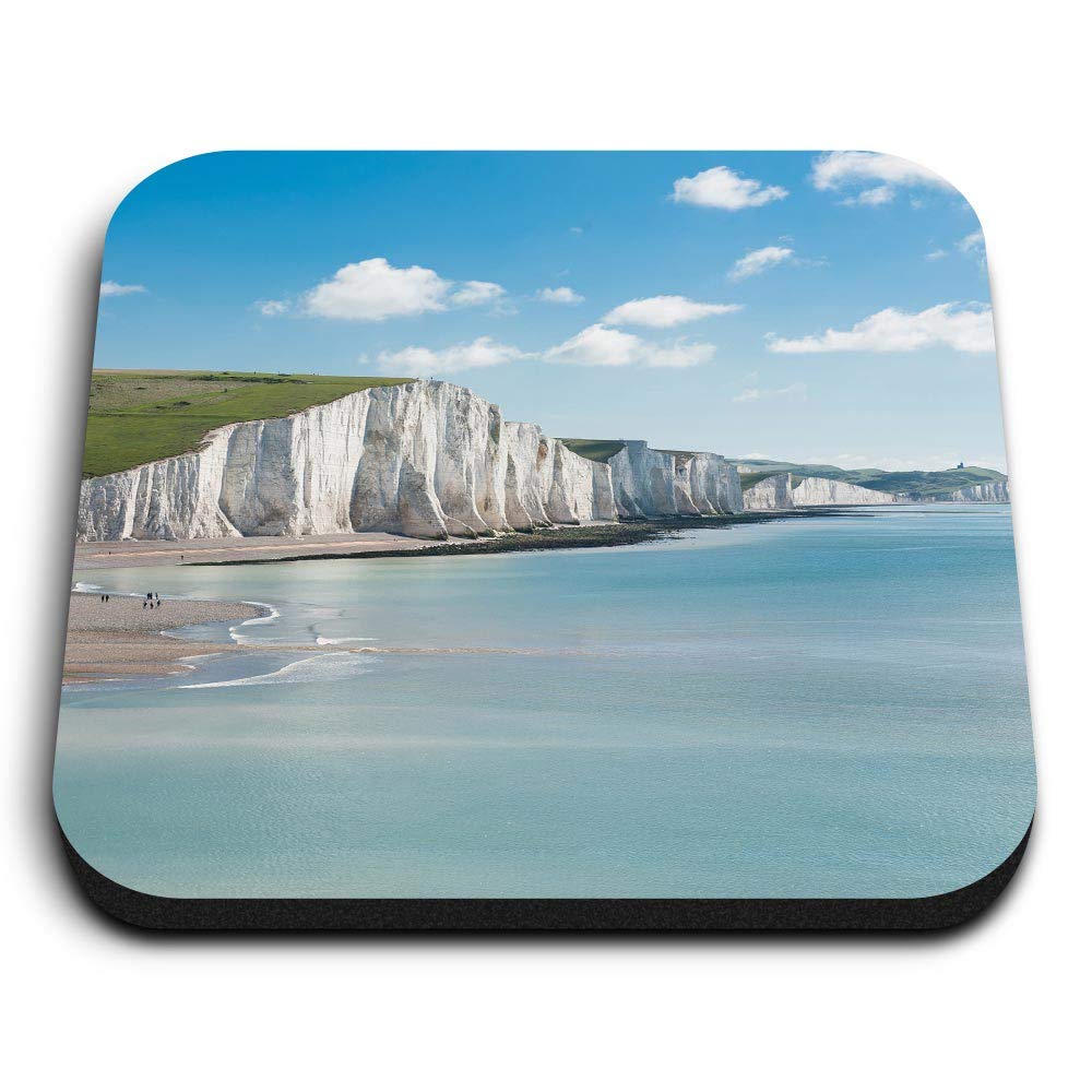 Destination Vinyl Ltd Multicolor 1 X Square Mdf Fridge Magnet - Seven Sisters Chalk Cliffs England 16126