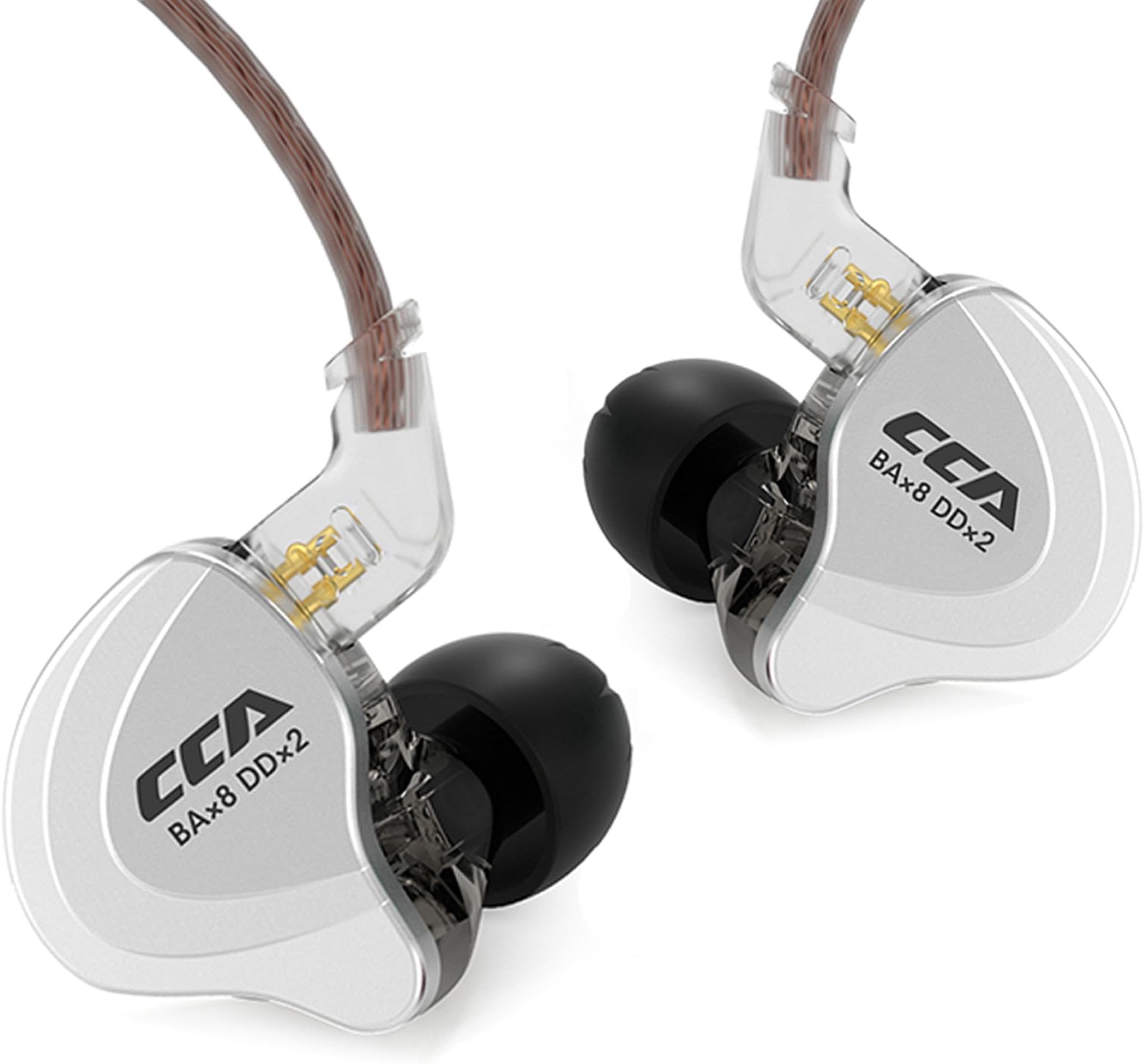 - C10 in Ear Monitor Headphone 10 Hybrid Drivers Wired Earbud 4BA 1DD HiFi IEM Earphones Stereo Noise Isolating Earphone with Detachable Cable for Musicians Singers Audiophiles (Black, Without Mic)