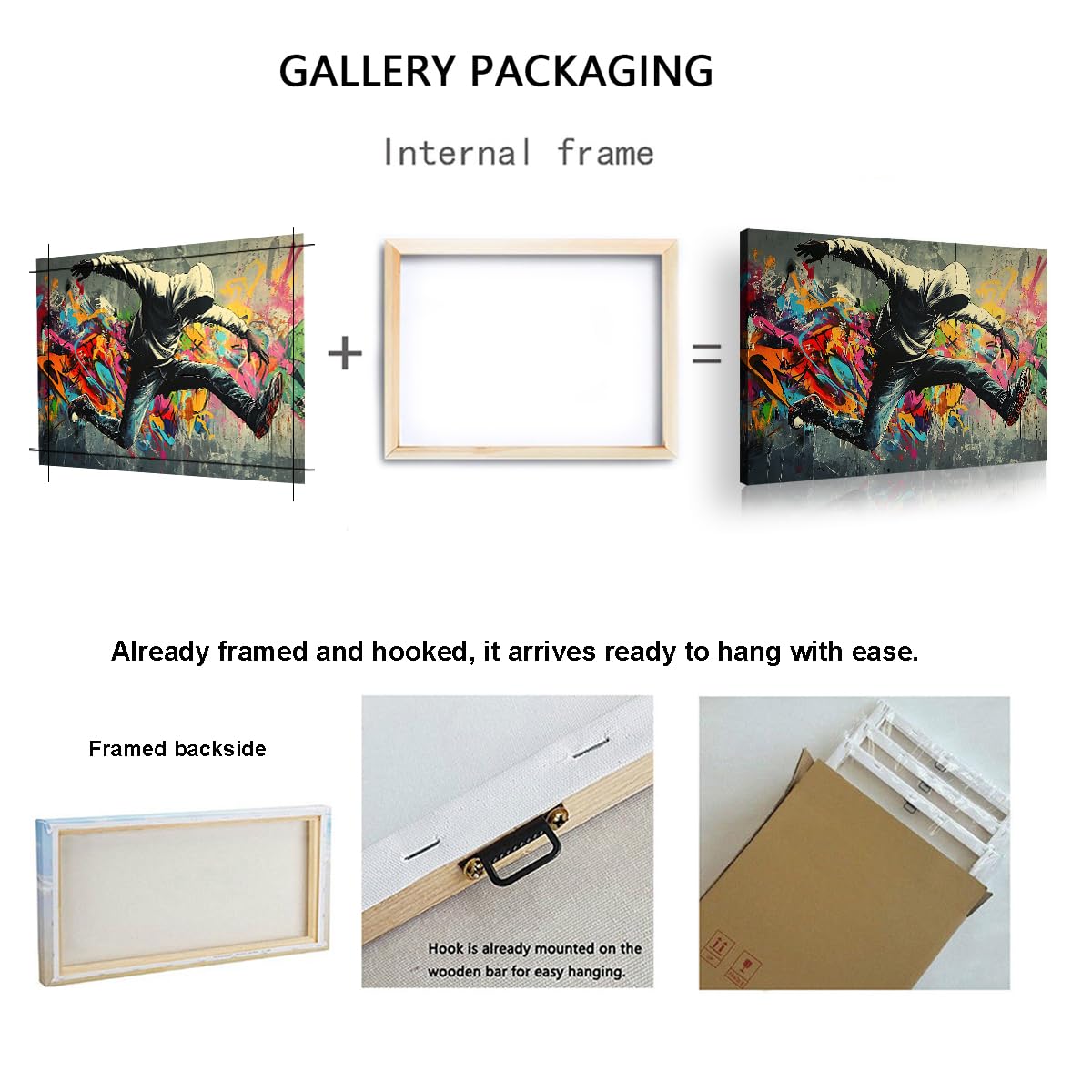 UIRINGART Graffiti Street Theme Arte murale Pianta Moderne Urban Pictures Boy Hip Hop Stampe Poster colorati e vivaci Pittura per l'arredamento dei corridoi 65x100cm