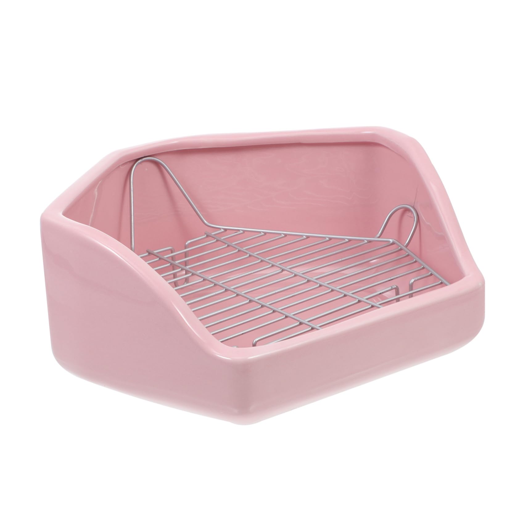 Orinal para Mascotas Antivuelco de Cerámica Extra Grande Baño Pentagonal para Conejos Cobayas y Hámsters Accesorio Higiénico para Pequeños Animales Fácil de Limpiar y Seguro