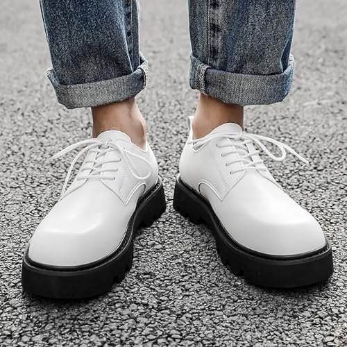Men's Leather Platform Derby Oxfords Casual Round Toe Lace-Up Soft Bottom Dress Shoes for Work Office Business 5