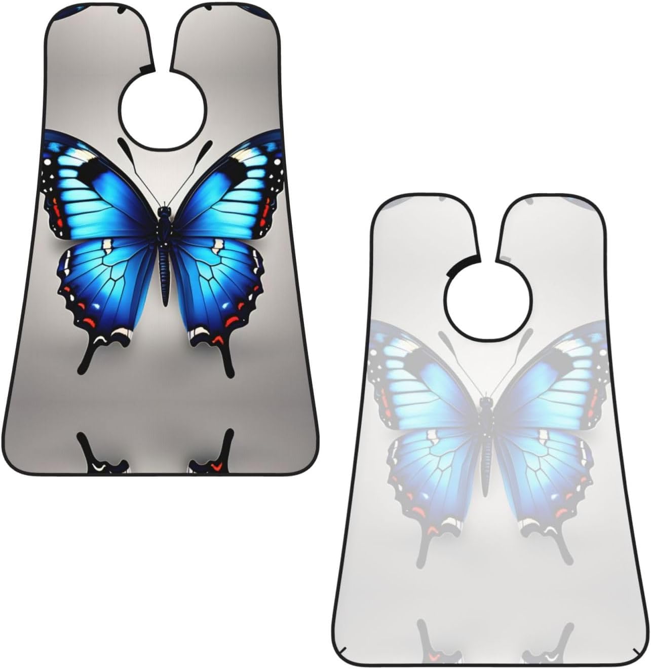 Blue Butterfly Print Beard Bib Apron For Men, Beard Hair Catcher For Men Shaving Trimming,Beard Cape Cloth, Black