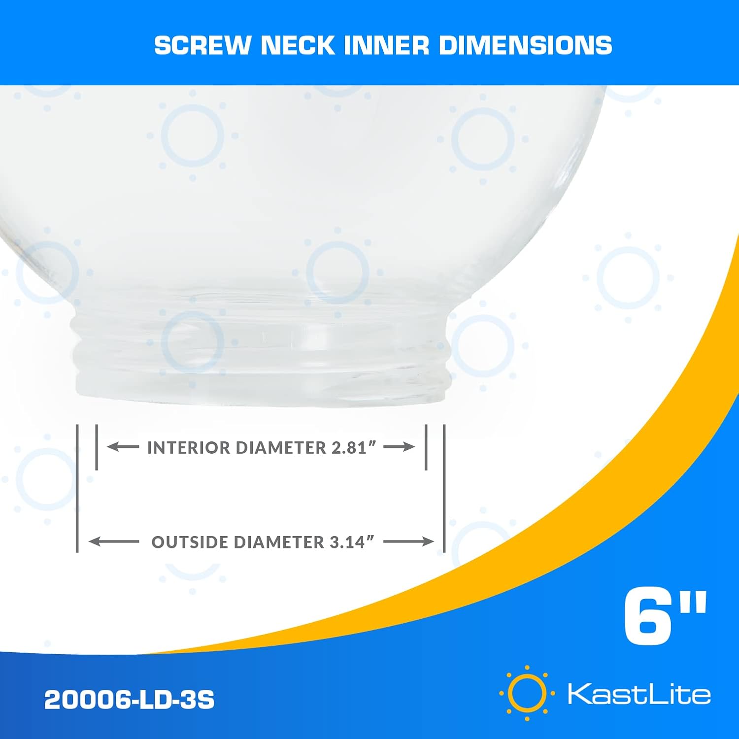 KastLite 6" White Acrylic Lamp Post Globe | Smooth Textured with 3.14" Fitter Neck | Manufactured in the USA - - 