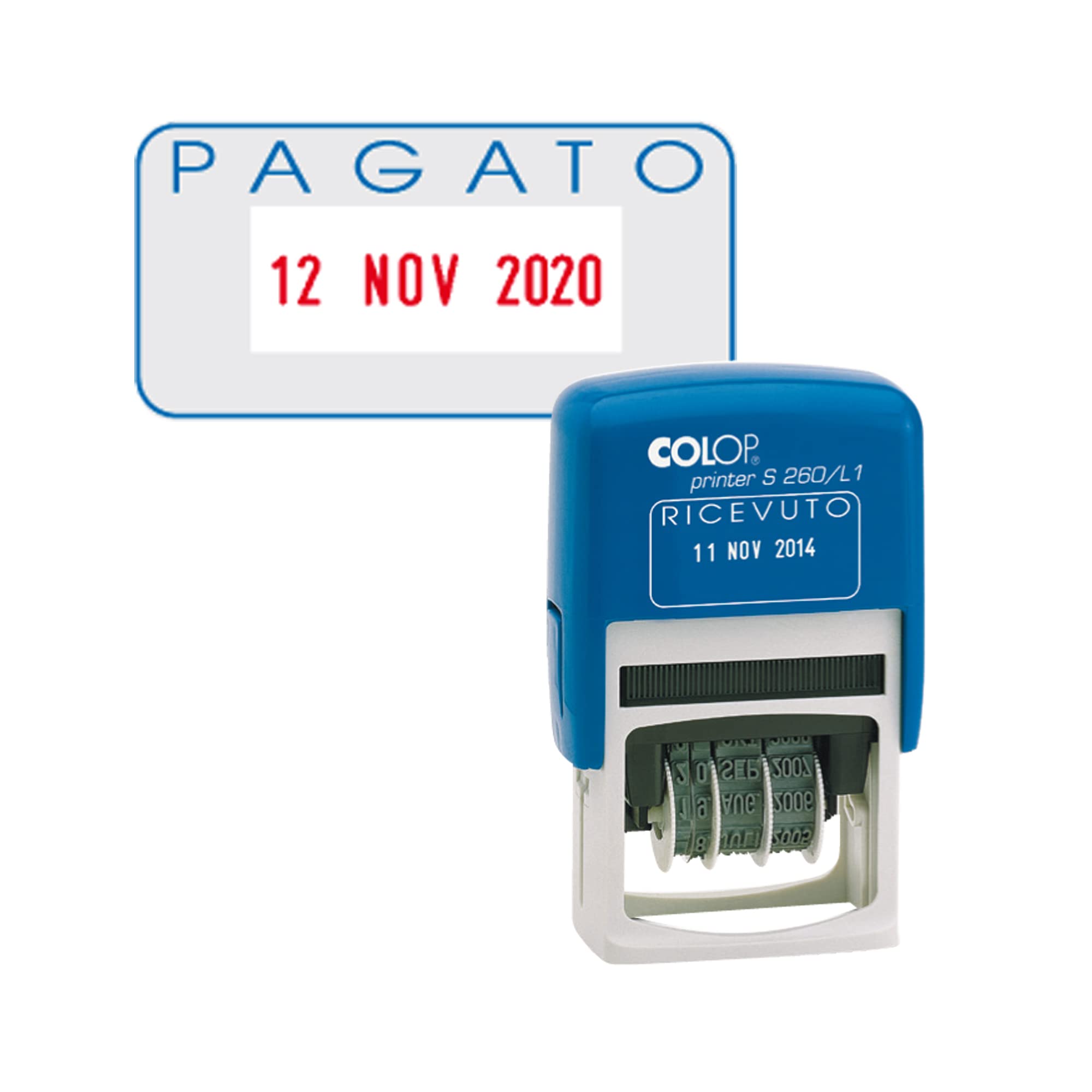 COLOP timbro datario + pagato s260 / l2 autoinchiostrante colop