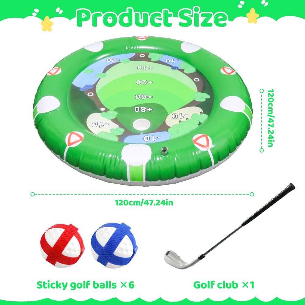 Giocattolo gonfiabile per piscina da golf, set di allenamento con 1 mazza da golf e 6 palline, giochi d'acqua galleggianti, per adulti e famiglie