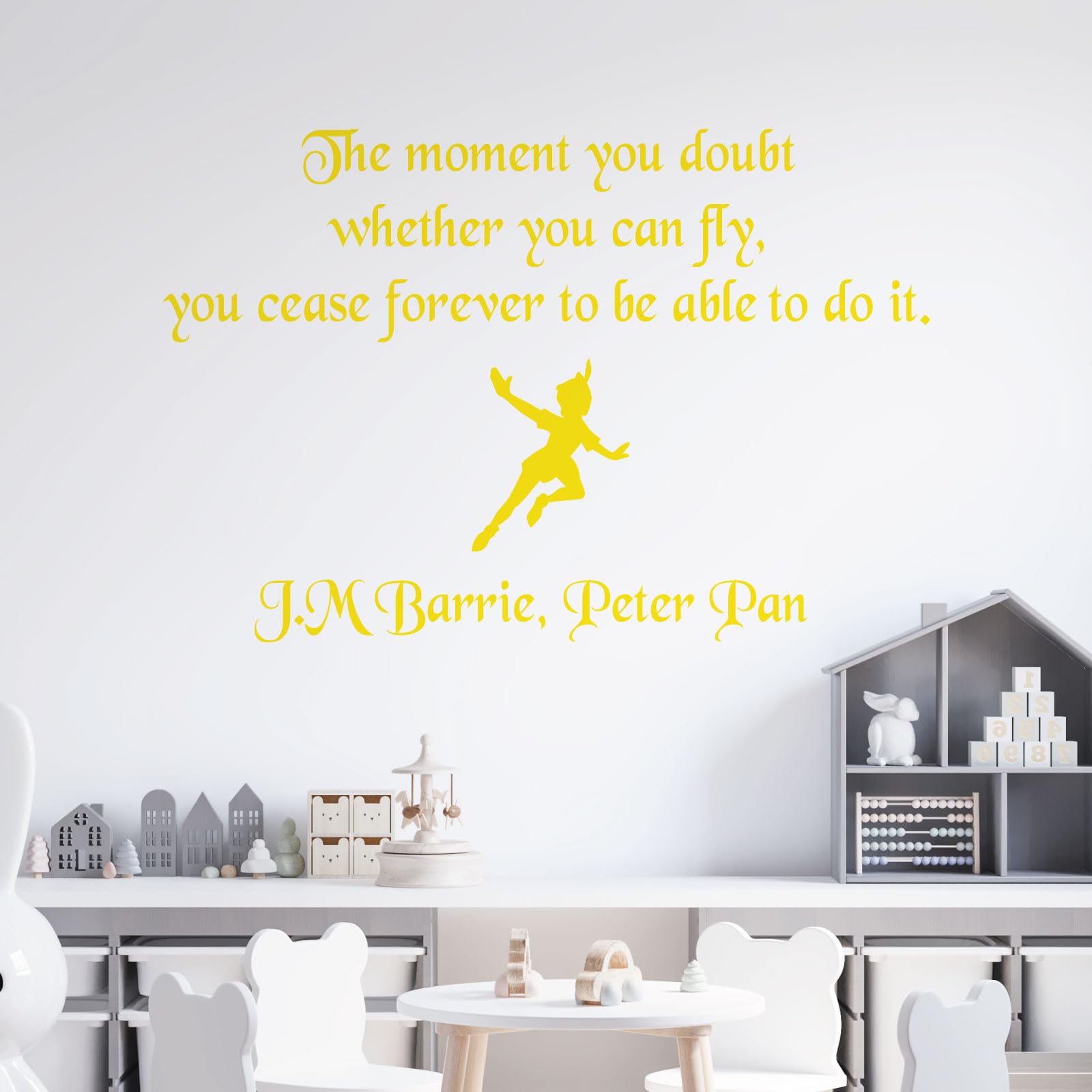 The Moment You Doubt Whether You Can Fly... - Peter Pan Book Disney Quote Decal Wall Sticker [XLarge] [Lemon]