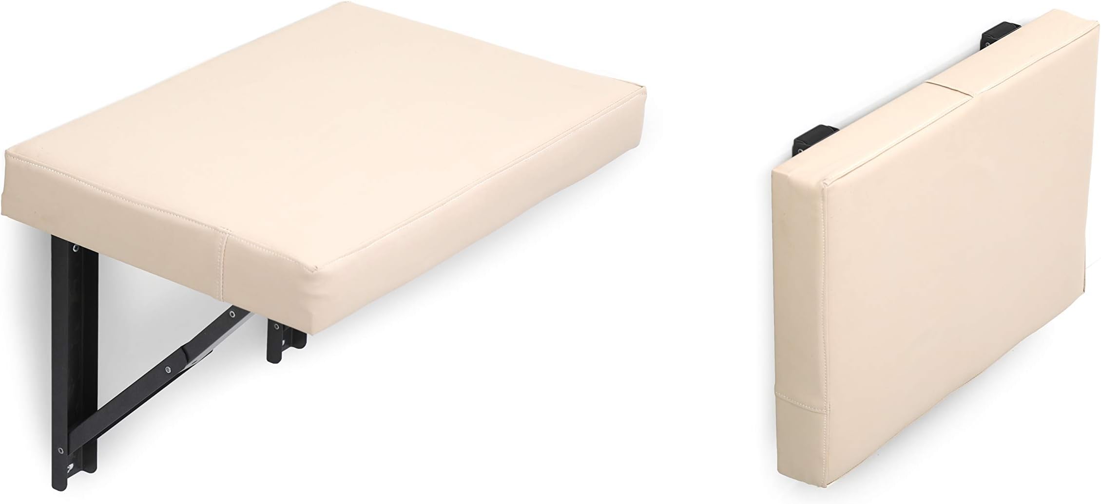 INVISIBLE BED Foldable Chair - Wall Mounted Cushion Seat (Beige, Fabric)