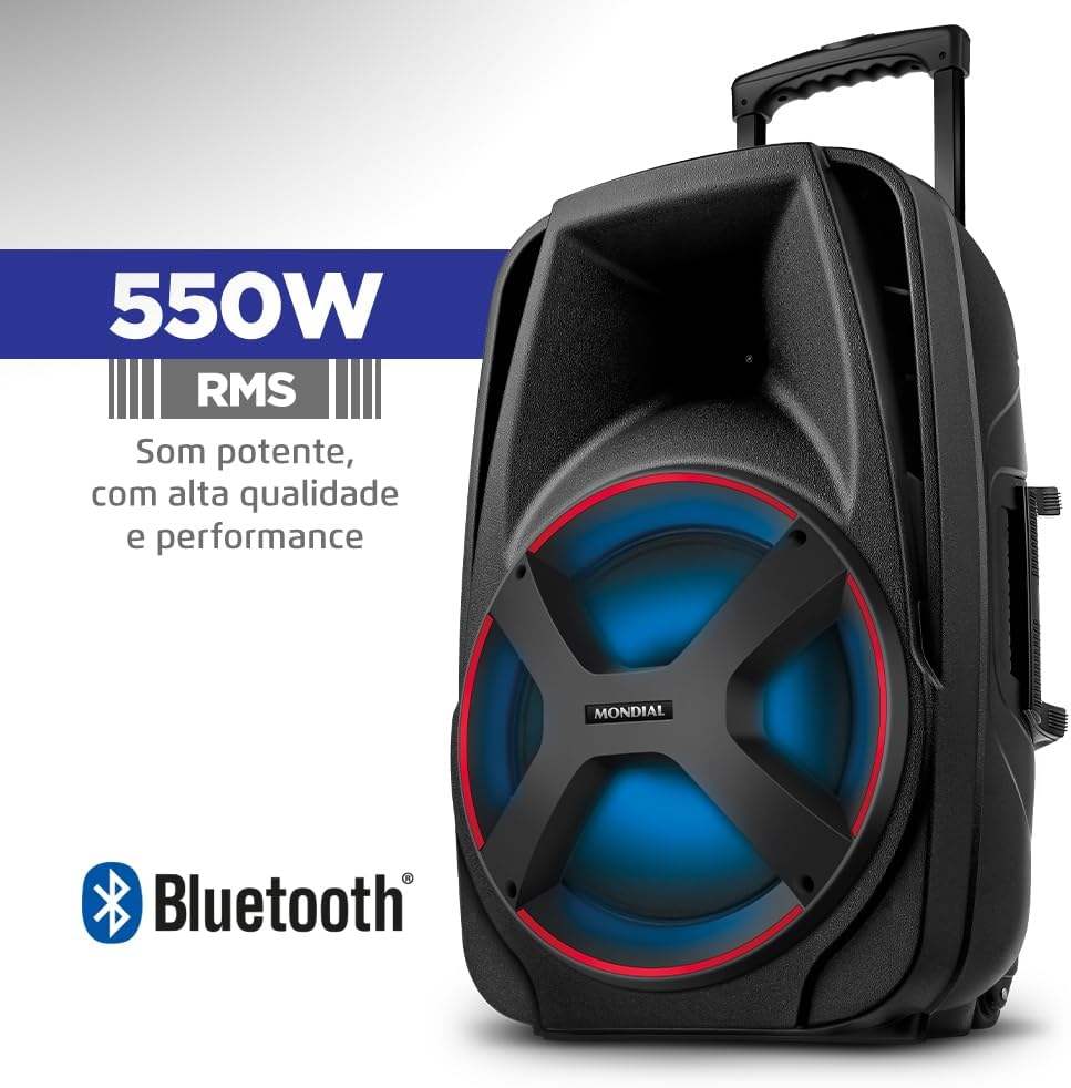 61PFIZ8L-AL._AC_SL1000_ Caixa de Som Amplificada MONDIAL, Connect Power II, Bivolt, 500W RMS - CM-550, Preto/Vermelho