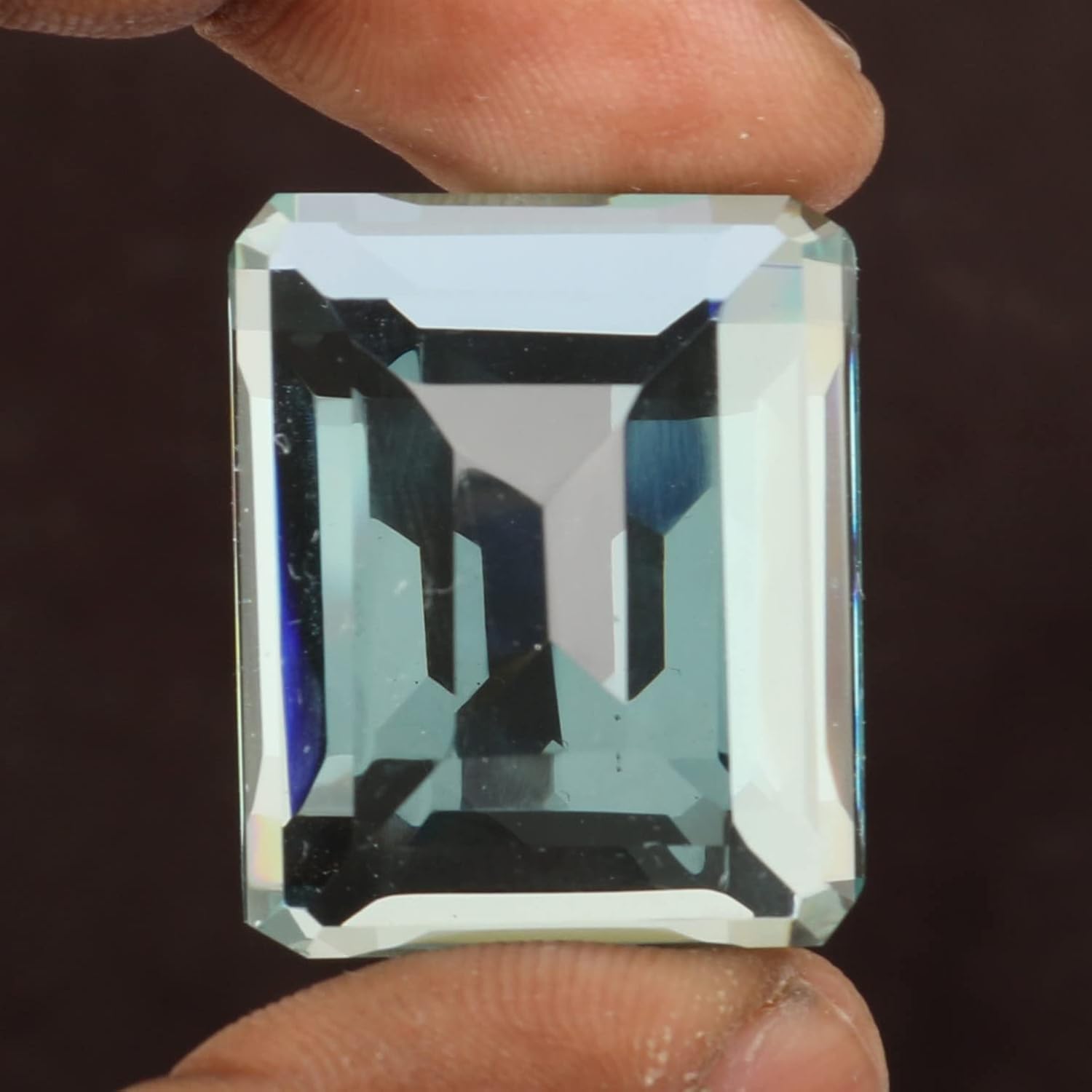 REAL-GEMS Loose Gemstone Beads Emerald Cut Sky Blue Aquamarine Loose Gemstone 80-90 Carat Gemstones For Jewelry Making