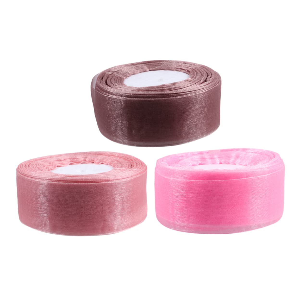 Anneome 3 Rolls Ribbon for Wrapping Clear Tape Miniature Bakery Shop Pink Ribbon Sheer Ribbon Organza Ribbon Duct Tape Clear Scrapbook Bouquet Wrapping Decoration Decorate