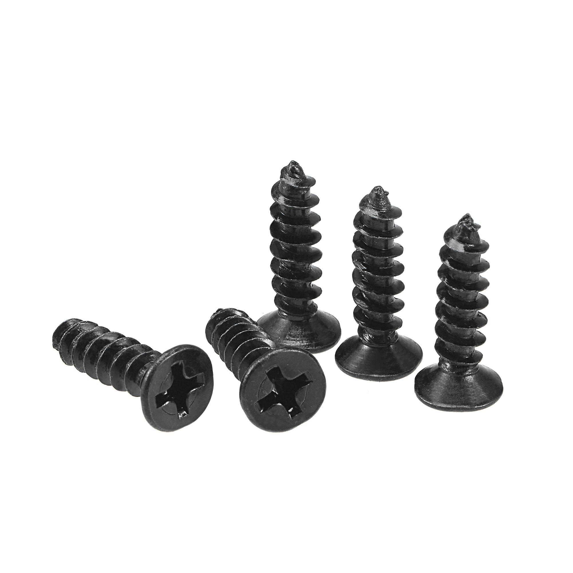 TA-VIGOR M4 x 16mm Black Wood Screws, 200Pcs Self Tapping Screws