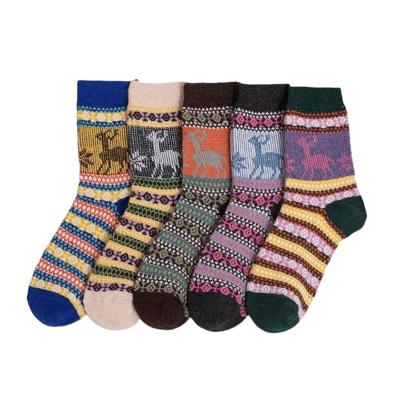 Image of Aoxwomens Womens Cotton Crew Socks Thermal Heated Boot Slipper Midi Calf Sock,Cute Xmas Gift for Winter Snow Cold Weather