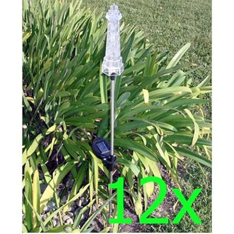 GTMax Solar Powered Lighthouse Garden Stake Color Changing Light - 12 PCS Cover