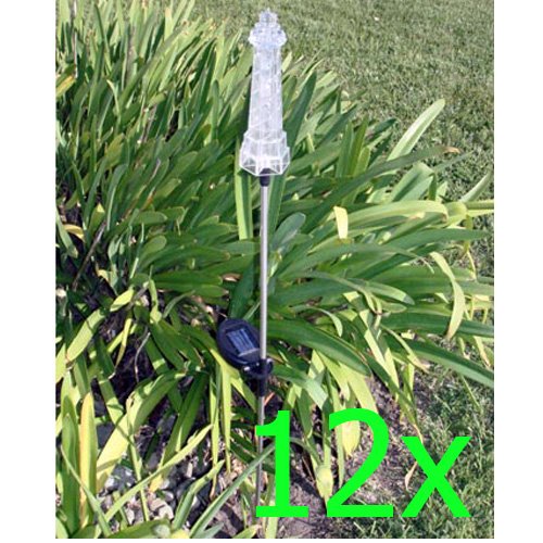 GTMax Solar Powered Lighthouse Garden Stake Color Changing Light - 12 PCS