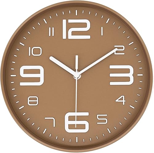 Reloj de pared moderno con esfera de números 3D de 10 pulgadas, silencioso, sin tictac, redondo, para decoración del hogar, con números arábigos,