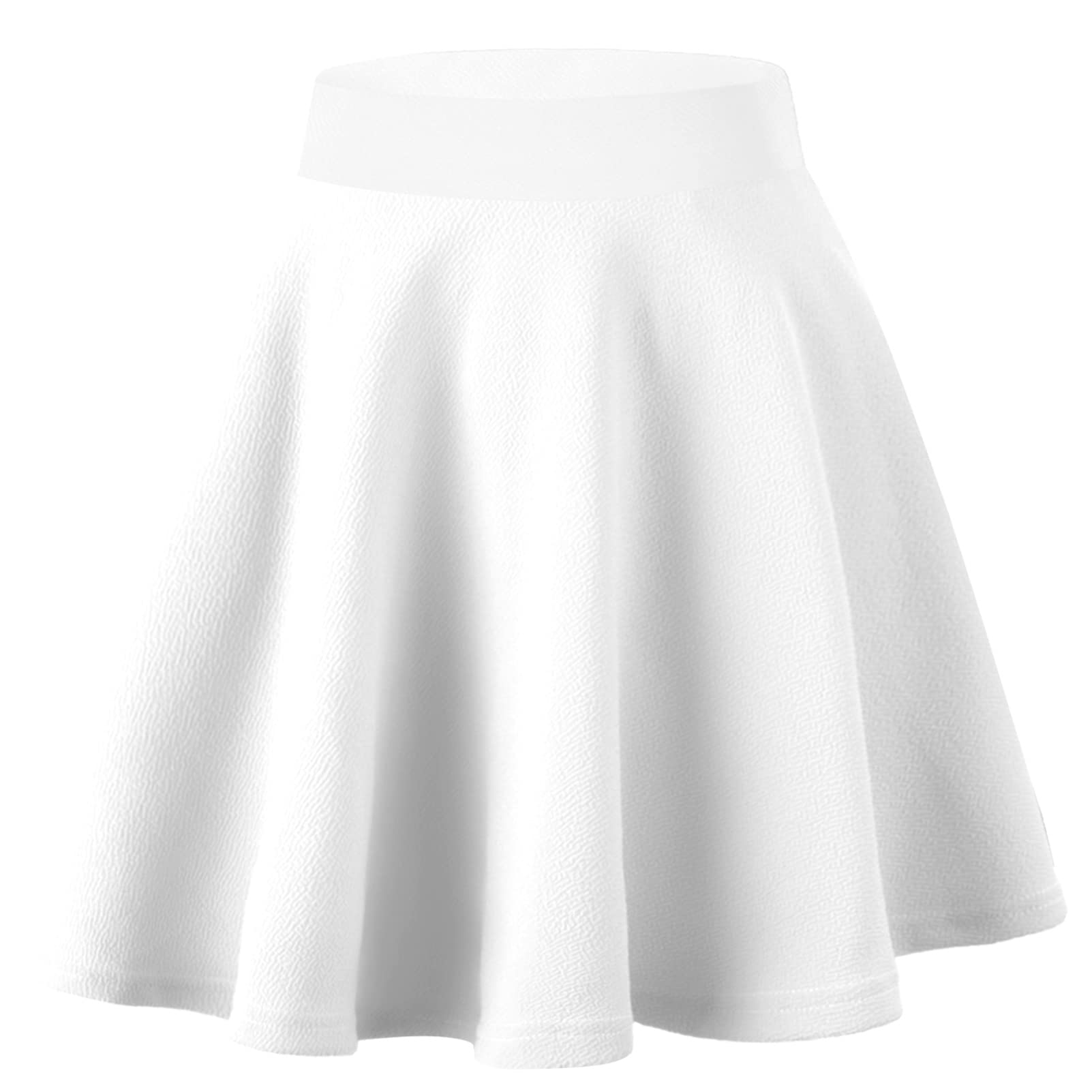 Dressever Damen Basic Vielseitige Dehnbaren Informell Casual Mini Hohe Taille A-Linie Tennisrock Tanzrock