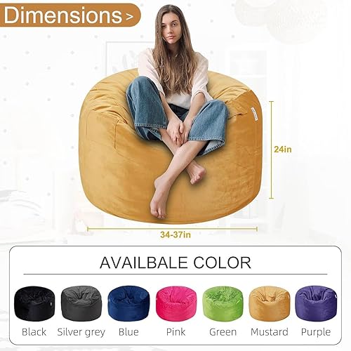 Miniatura 3 de HABUTWAY Puf de 3 pies de terciopelo de lujo de piel ultra suave con espuma viscoelástica de alto rebote para adultos, sofá perezoso de felpa con