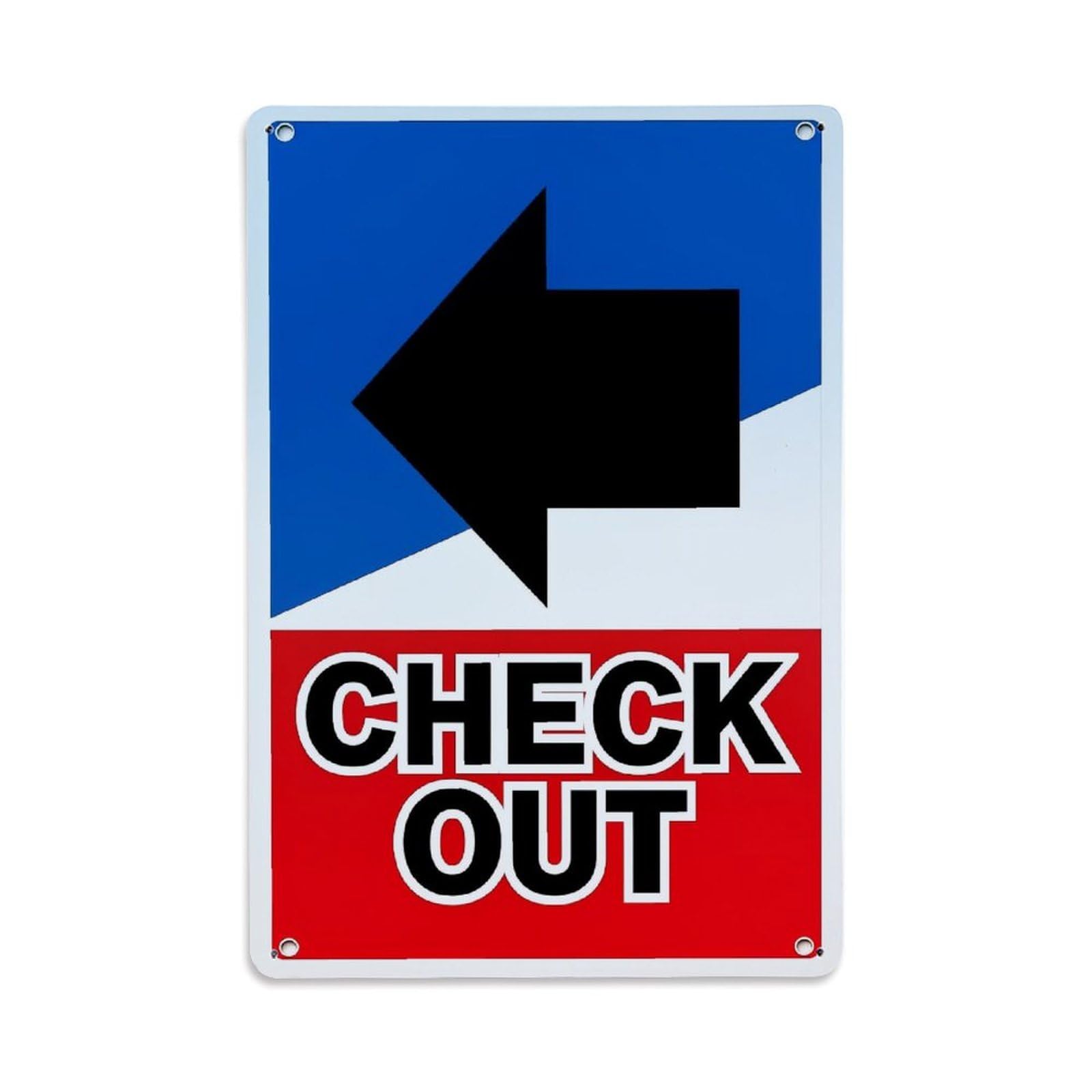 Blue Arrow Check Out Sign Tin Sign Metal Poster Vintage Metal Signs for Home Man Cave Bar Cafe Kitchen laundry room Wall Decorations Gift 8x12Inch