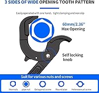 Vista 5 de Juego de 2 llaves autoajustables – Alicates autobloqueantes de 10.5 y 14 pulgadas, multifunción, dientes de 3 lados, mango antideslizante, apto