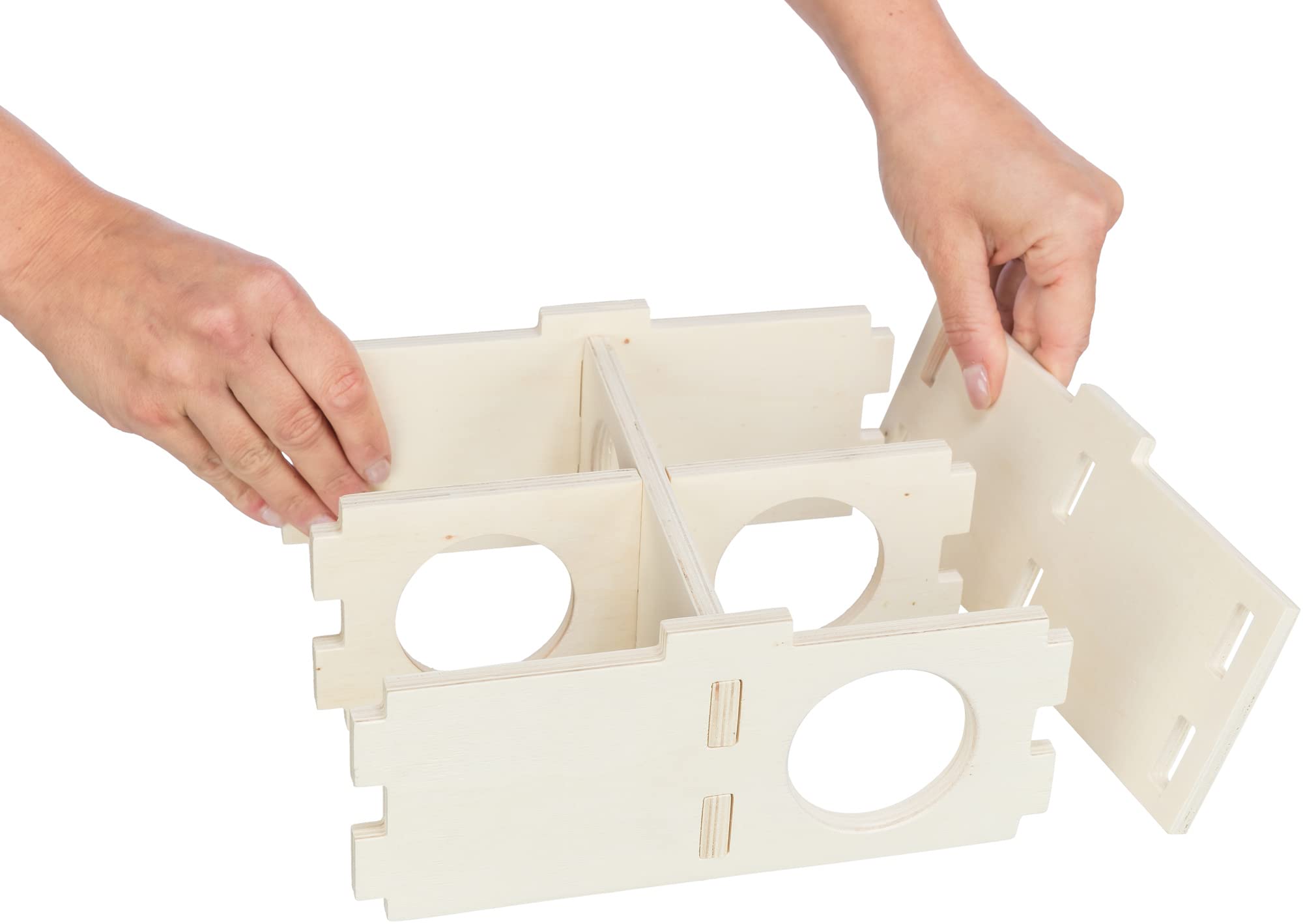 TRIXIE Domek dla małych zwierząt, bez klamer i gwoździ, dla dużych chomików i degustacji, z czterema komorami, 4 komorami, 30 × 12 × 30 cm – 61235