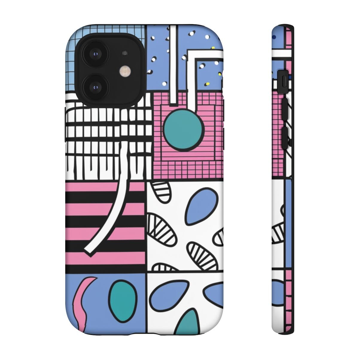 Coque iPhone 12 finition rigide mate au motif coloré rose - 2