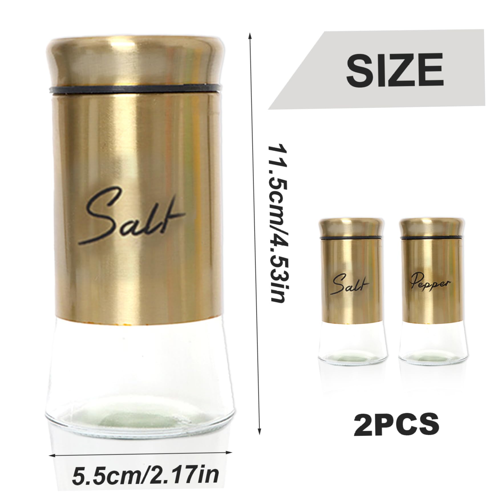 Salière Et Poivrière En Verre Borosilicate Avec Couvercle Inox - Capacité 150 Ml - Couleur Kaki - 10