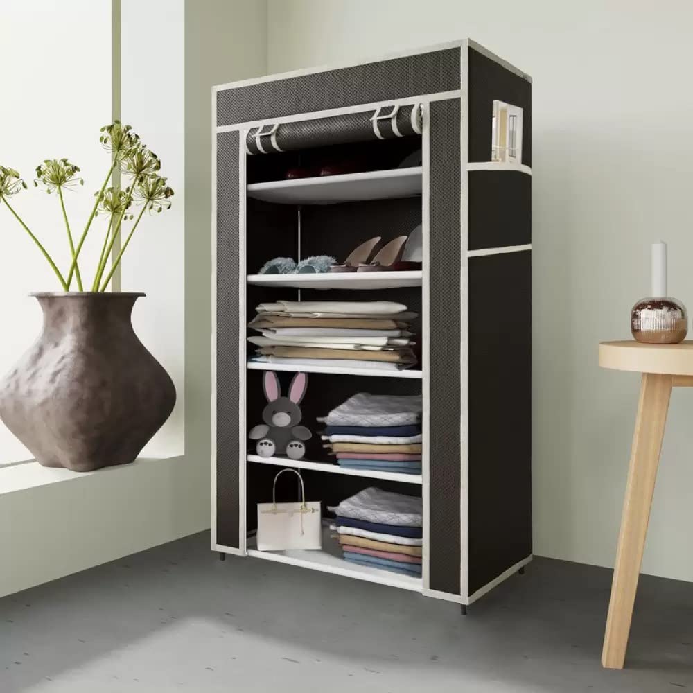 Maison & Cuisine® Collapsible Portable Foldable Wardrobe Storage Shelves Organizer for Clothes Racks Fabric Almirah Non Rustable Iron (5L, Brown) Storage Unit (B0BHVSBQ2T) Amazon Price History, Amazon Price Tracker