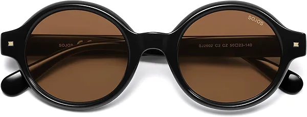 SOJOS Small Retro Round Polarized Sunglasses for Women Men, 80s 90s Vintage Hippie Sunnies SJ2602
