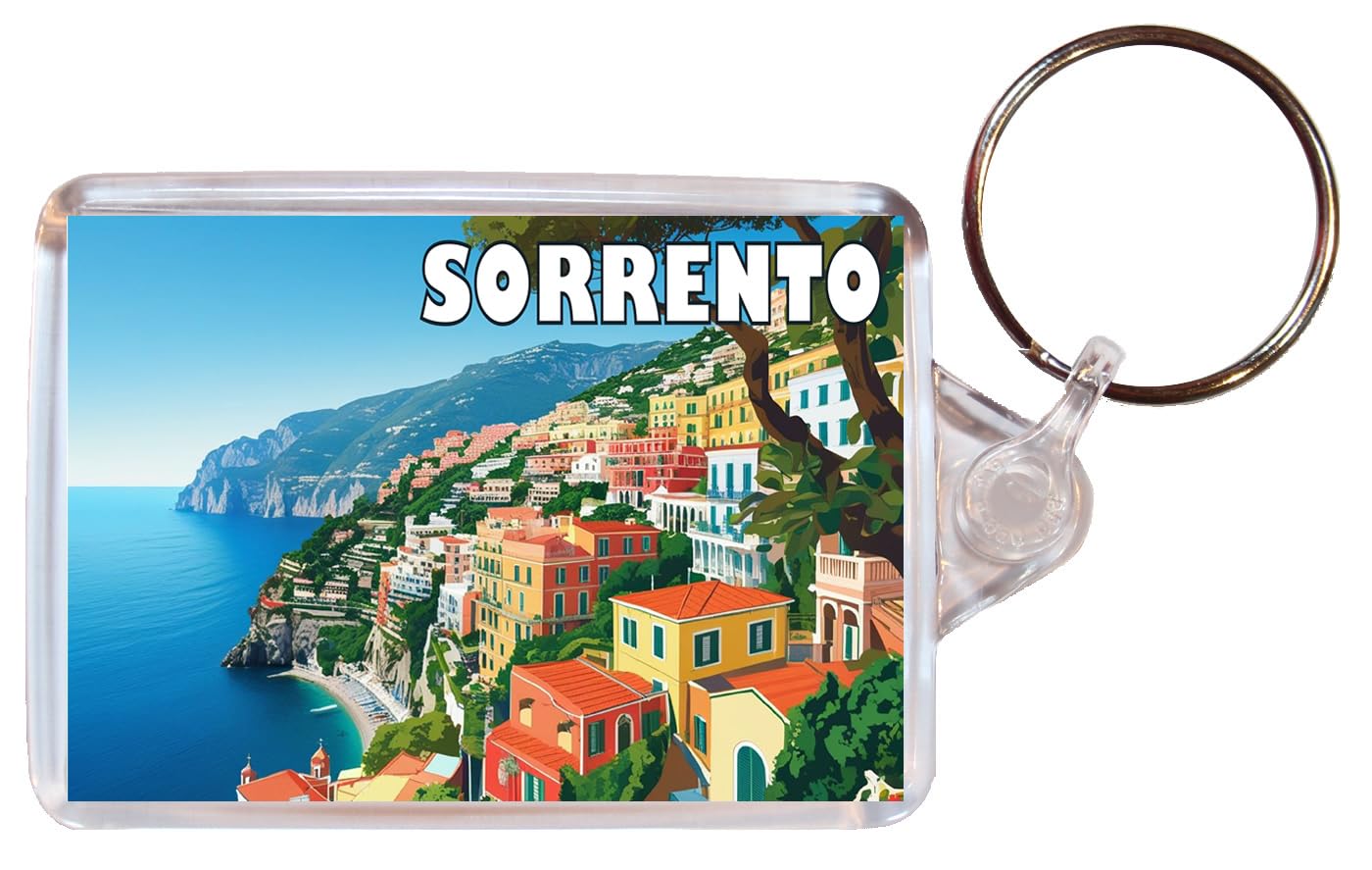 Baked Bean Store Multicolor Sorrento - Italy - Double Sided Keyring Artistic Bbskey122