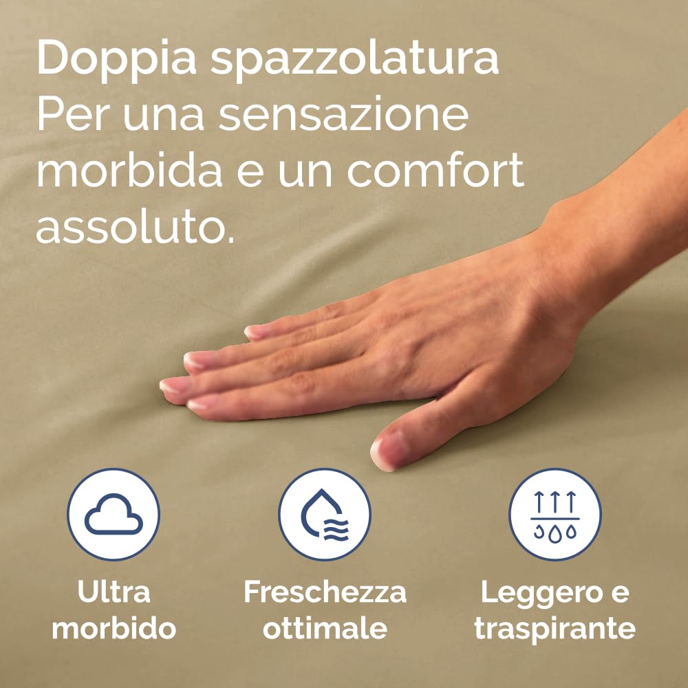 Lenzuolo con angoli 140x200 Beige, profondità 30 cm - Lussuoso lenzuolo con angoli - Per materassi fino a 30 cm (12") di altezza - Morbido, senza pieghe e traspirante - 140x200 - singola