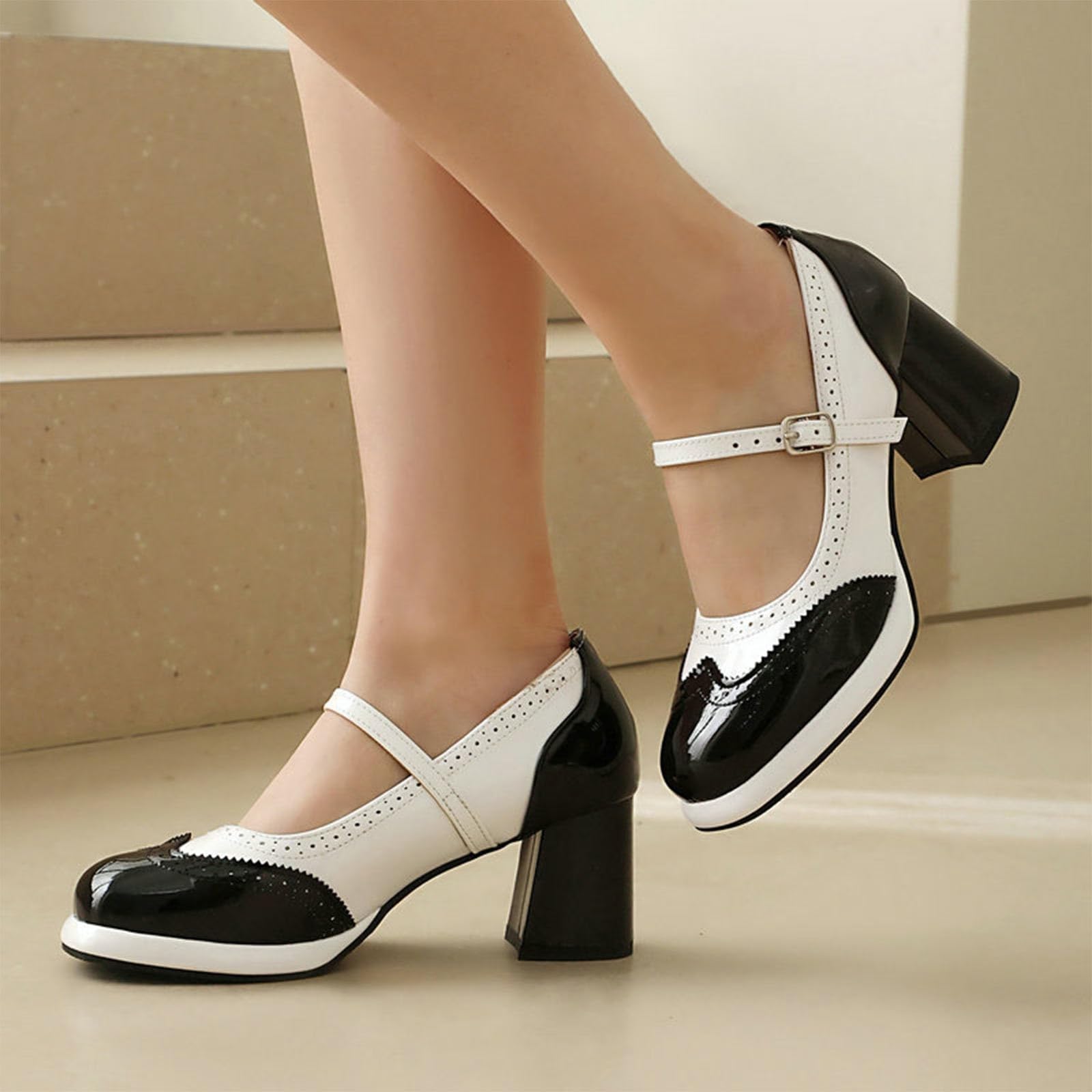 Scarpe da donna per Oktoberfest, Mary Jane, con tacco a blocco, con plateau, eleganti, comode, per matrimoni, ufficio e feste