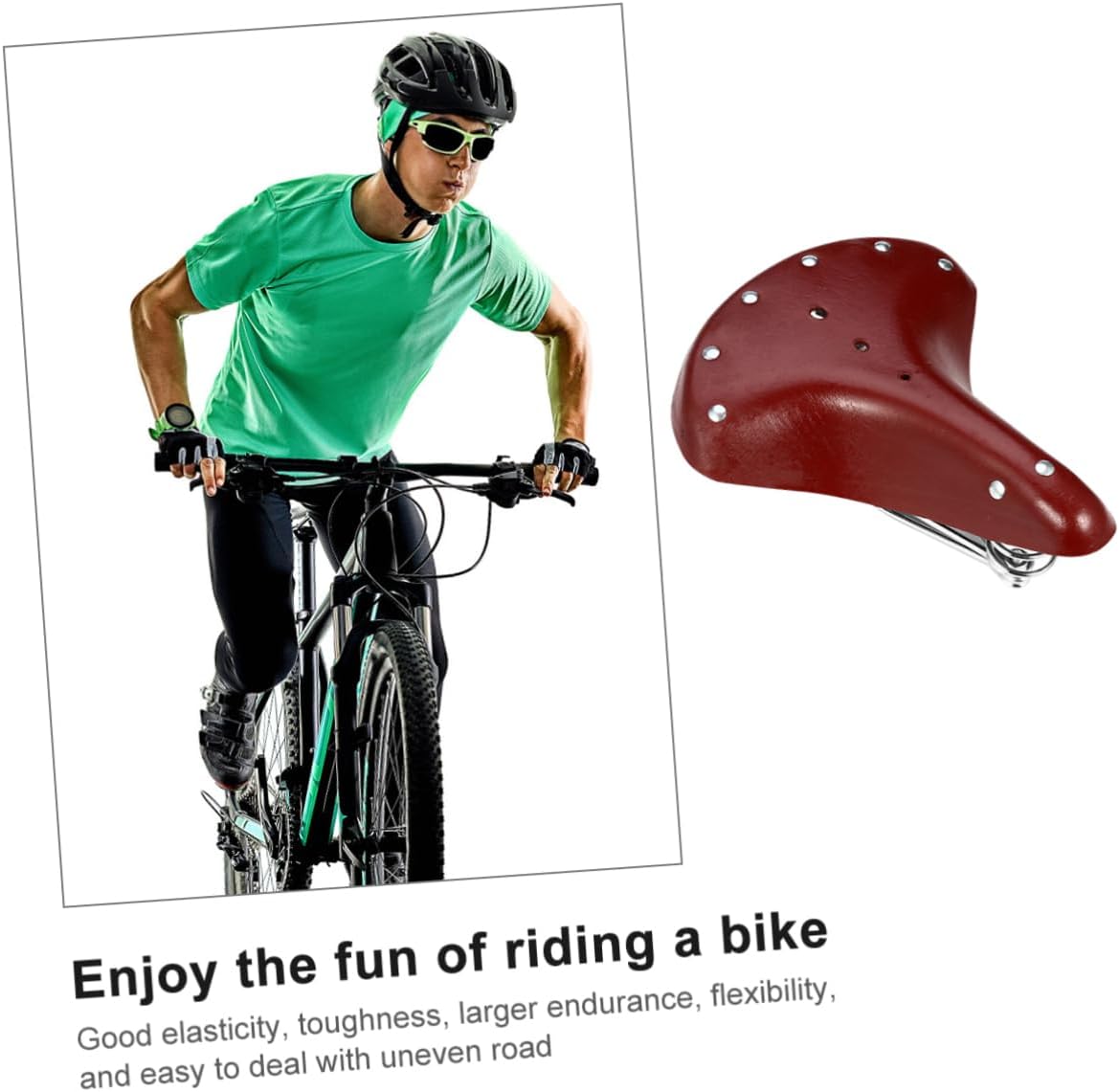 GANAZONO Faux Leather Bike Seat for Road Mountain Touring Bikes Vintage Style Saddle with Shockproof Springs Comfortable Cushion for Cycling and Racing Random Color