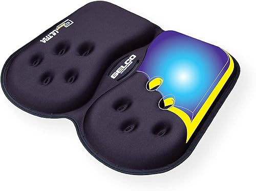 Cojín de asiento GSEAT ULTRA para el dolor de espalda malestar del cóccix y alivio de la ciática negro rosa y verde de Gelco 95-100 Negro 1