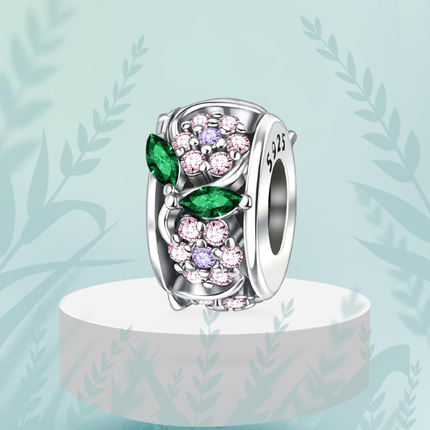 Flower Charm 925 Sterling Silver Charms Silicone Spacer Beads fit Women's Bracelet Necklace - Image 4