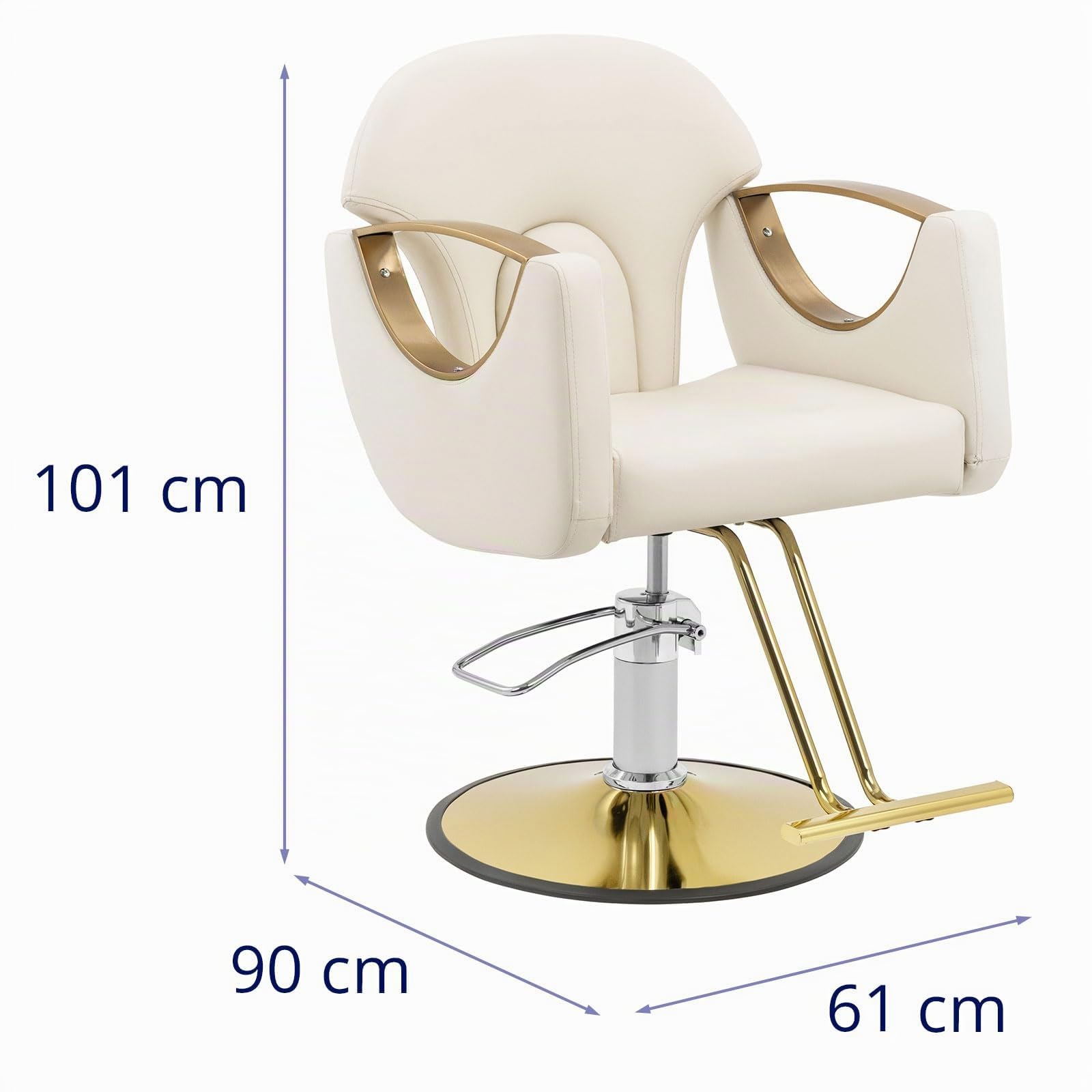 Physa Sillón de peluquería con reposapiés y Altura de Asiento de 55-65 cm para hasta 180 kg en Color Crema Sillón de barbería Silla de peluquería Silla de barbería de barbero