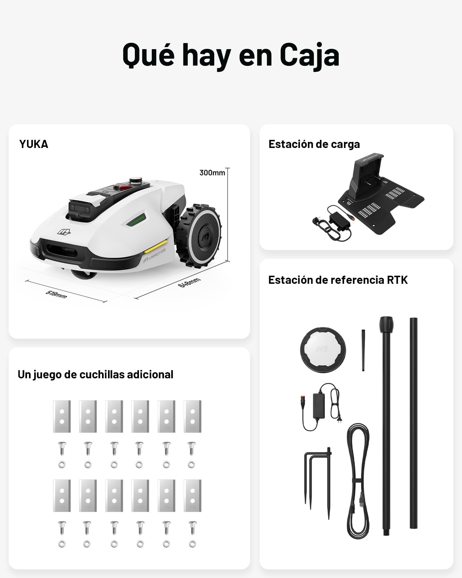 MAMMOTION YUKA 2000 Robot Cortacésped sin Cable Perimetral, Recomendado 2000m², MAX. 2400m², UltraSense AI Vision Auto-Mapeo, 45% Inclinación, Altura Corte 20-90mm Anchura Corte 320mm, con Módulo 4G