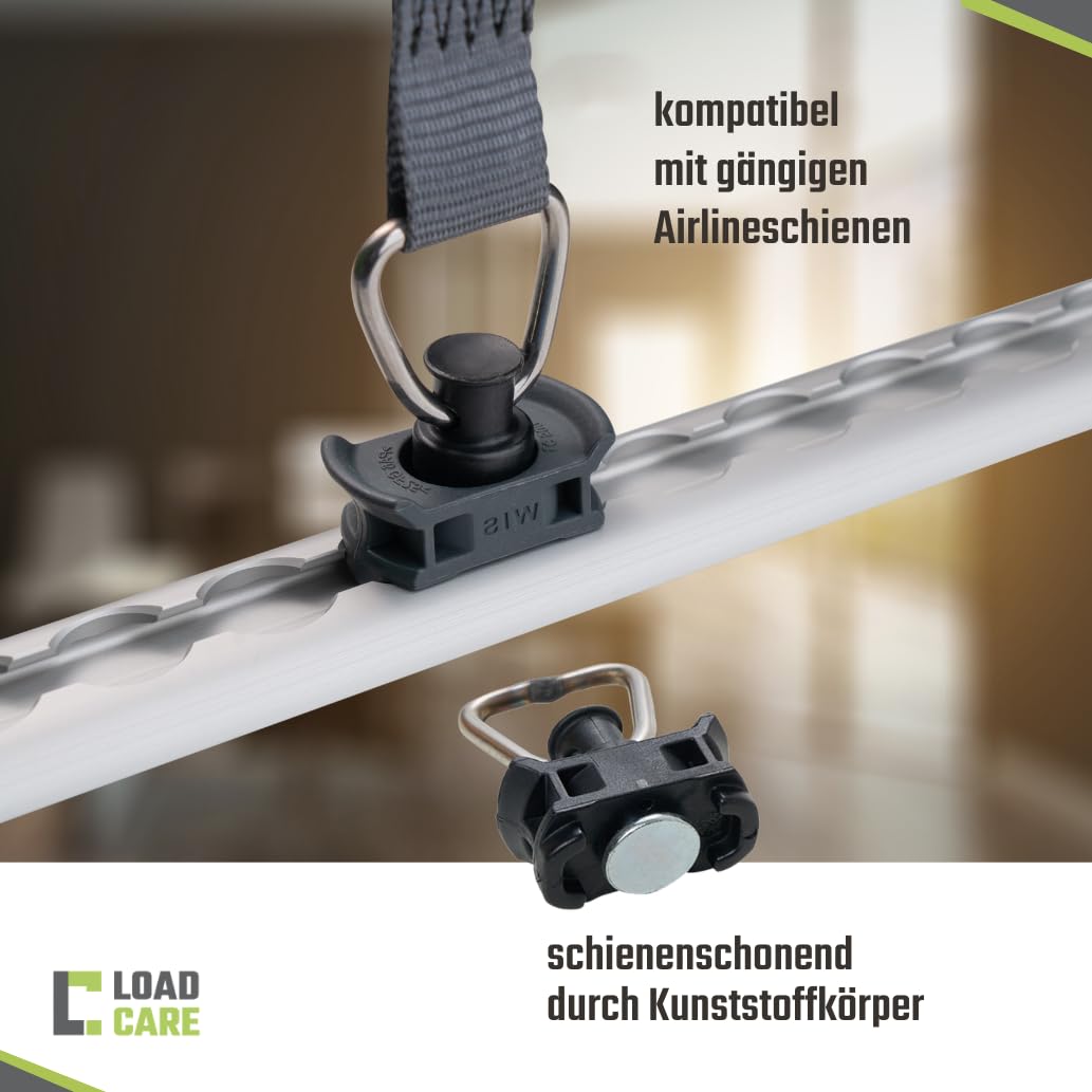 Set di 4 cinghie di fissaggio in due pezzi da 4 m, con chiusura a morsetto, cinghia di fissaggio rapida per linea aerea, guida di ancoraggio 175 daN (antracite)