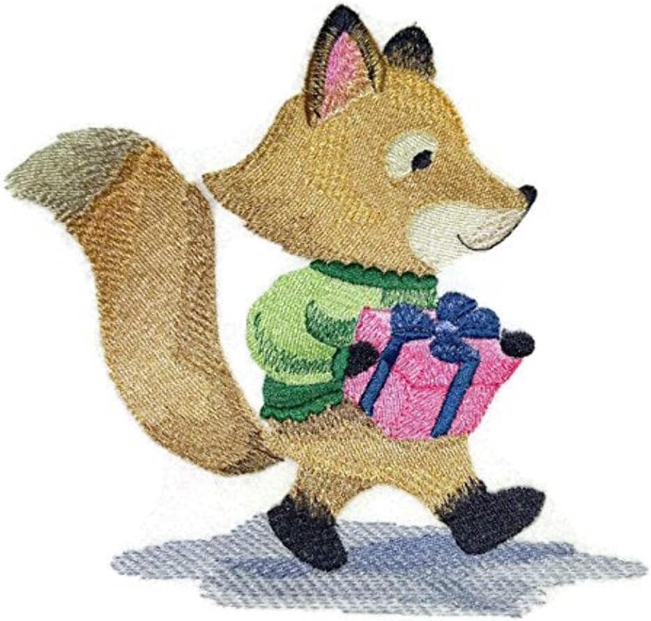 Nature Weaved in Threads, Amazing Baby Animal Kingdom [ Christmas Party - Fox] [Custom and Unique] Embroidered Iron on/Sew Patch [6.21." *5.83"] [Made in USA]
