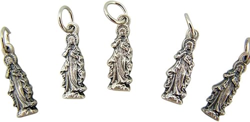 Lote de 5 Medalla de Silueta en tono plateado de 34 pulgadas Inmaculado Corazón de María