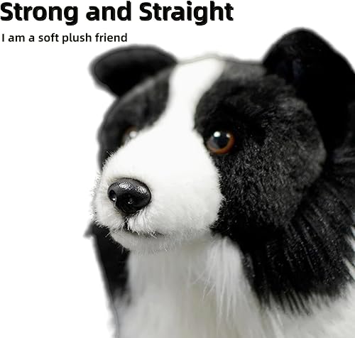 Miniatura 2 de FRANKIEZHOU Juguete realista de Border Collie de 11 pulgadas, perro realista, perro blanco y negro, juguete de peluche de animal simulado,
