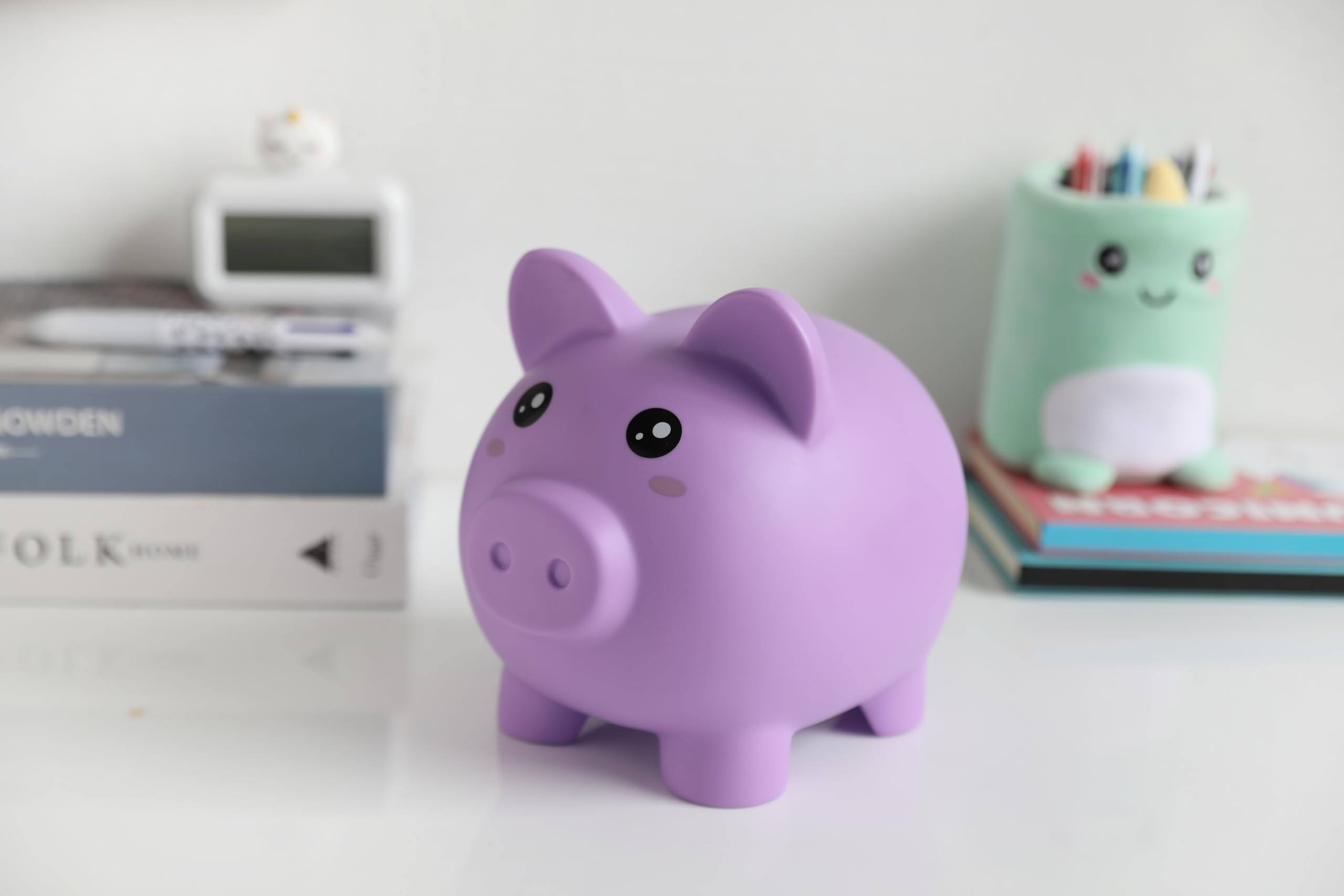 I-TOTAL® - Funny Decorative Money Box/Money Bank in Durable Plastic (PURPLE PIGGY) - Image 4