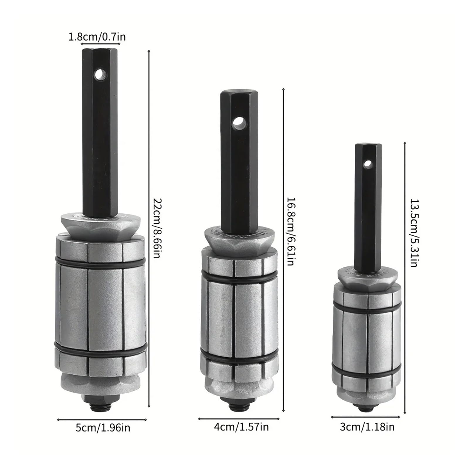 Set di 3 espansori for Tubi di Scarico da 1-1/8" a 3-1/2", Set di espansori for Tubi di Scarico con Custodia Ampia compatibilità