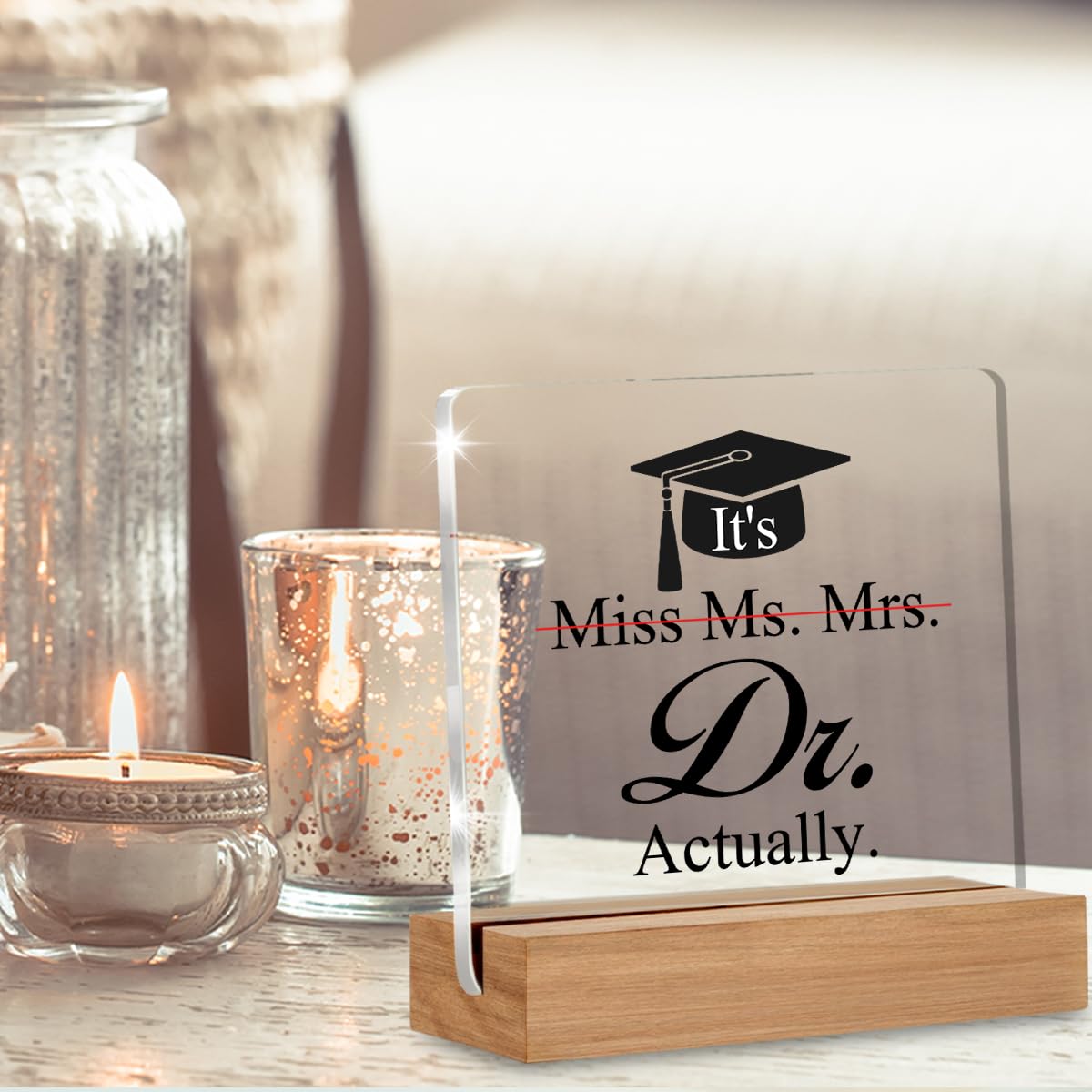 PhD Graduation Gifts for Her, Doctor Gifts for Women, Doctoral Degree Gift, It's Dr Actually Decorative Desk Acrylic Signs Plaque