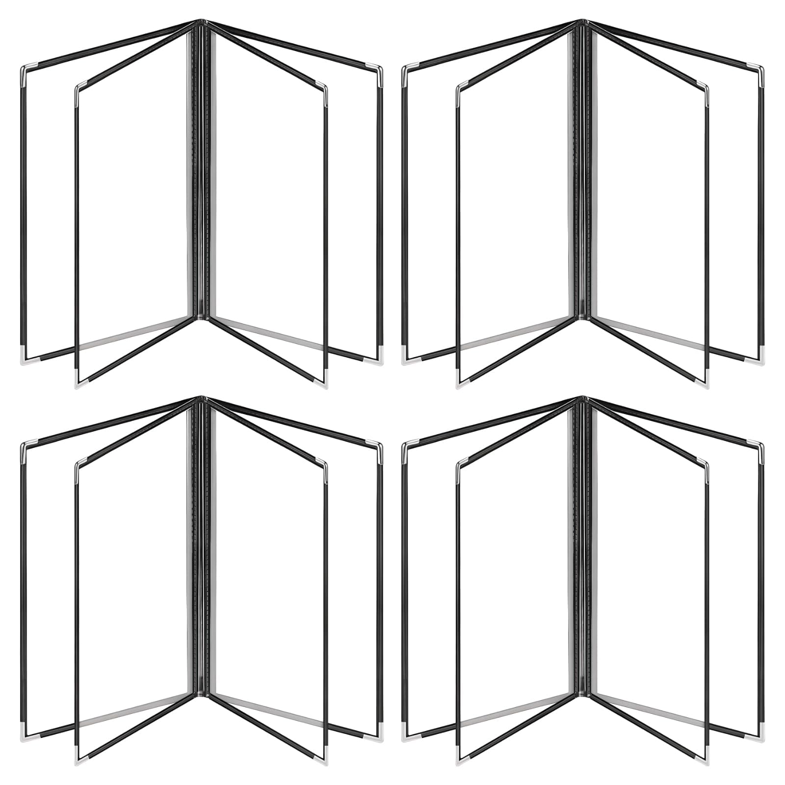 4 carpetas transparentes de PVC para menús con bordes negros, perfectas para restaurantes, cafeterías, hoteles, 8 páginas