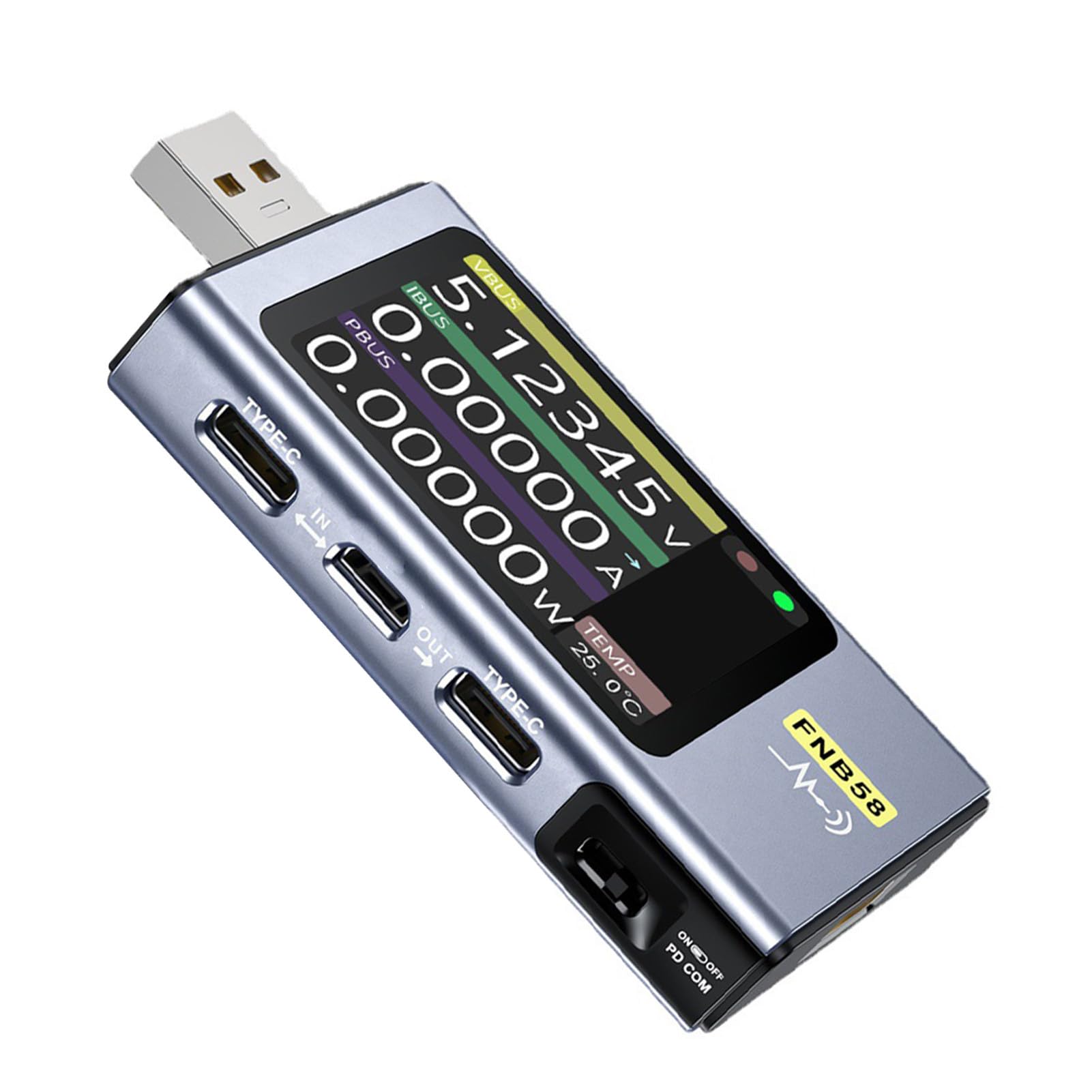 Zunate Tester Multimetru Mocy Bluetooth USB Typu C |Wykrywanie Szybkiego ładowania Wyświetlacza LCD dla PD3.0 QC3.0 PPS
