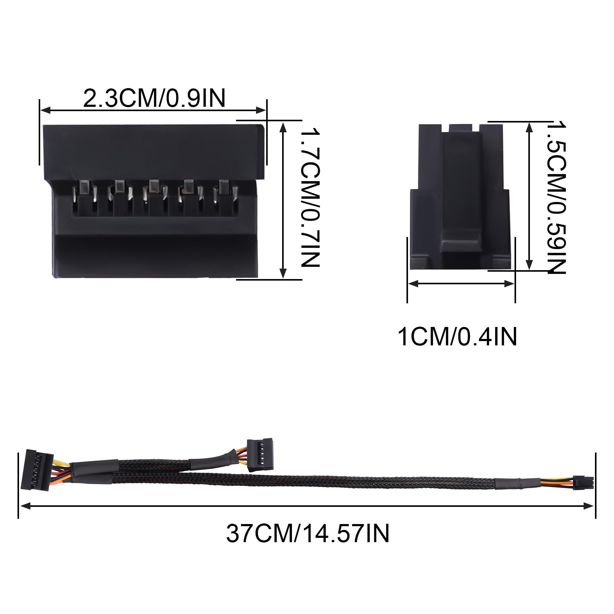 Mini ATX 6-pinowy kabel zasilacza SATA, kompatybilny z CT1250/ECT1205/ECT1250/QCT1250/QCS1250, do SATA HDD/SSD/napędu optycznego, rozszerzenie mocy 45 cm + 15 cm