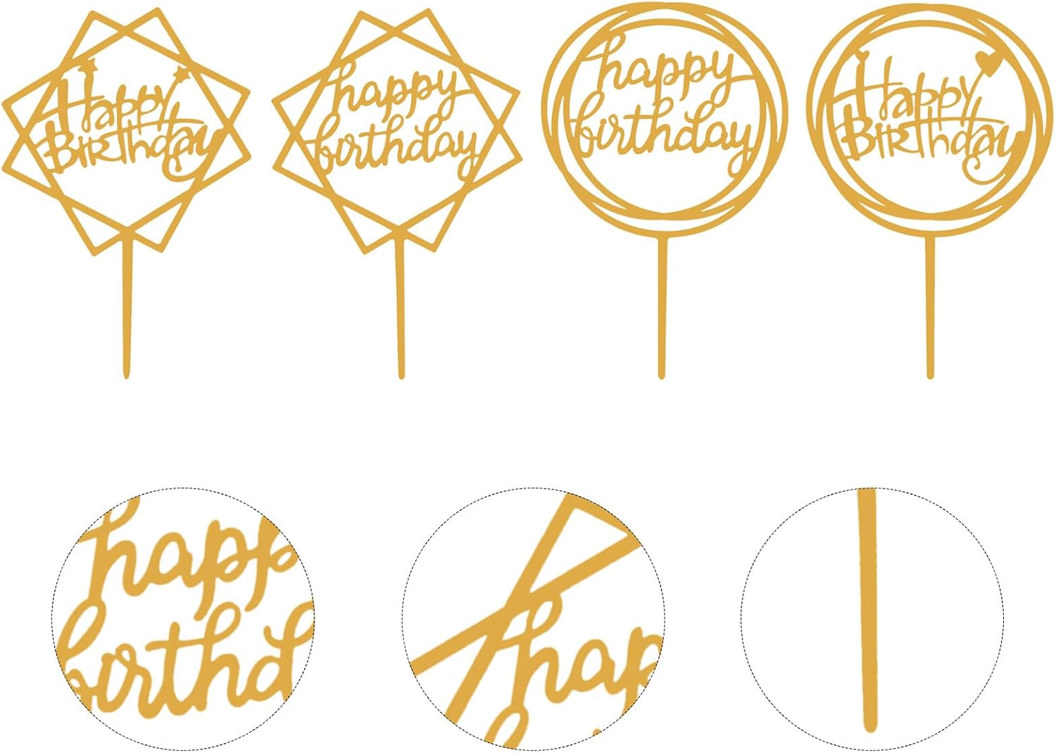 20pcs Acrylic Birthday Cake Toppers and Cupcake Picks Set, and Square Heart Shapes, Non-edible Party Dessert Decorations for Birthday Celebrations
